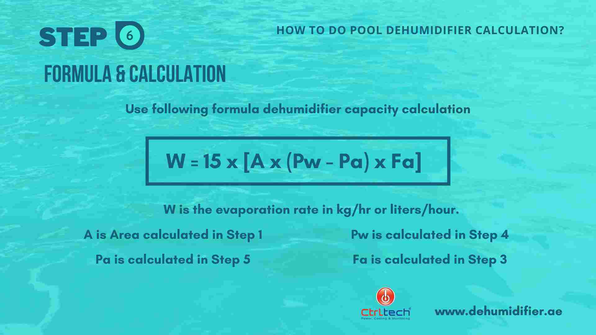Step 6 Performing swimming pool dehumidifier calculation